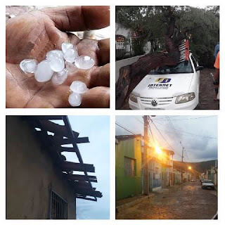 Chuva de granizo e ventos