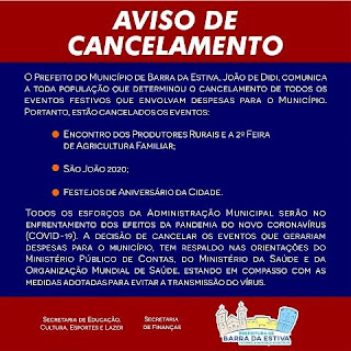 Aviso de cancelamento do São João