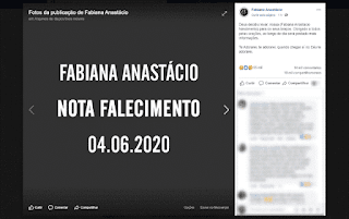 Nota da morte de Luto Fabiana Anastácio