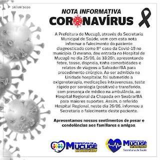 Nota de coronavírus de Mucugê