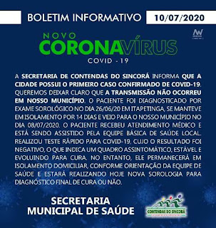 Nota de coronavírus de Contendas do Sincorá