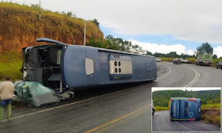 Motorista morre após carro ser esmagado por ônibus na BR-101