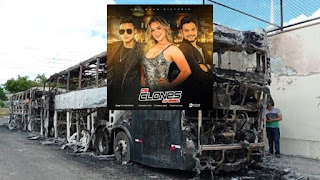 Ônibus da banda ‘Os Clones’ são destruídos em incêndio em Feira de Santana
