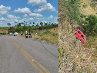 Carro capota em estrada que liga Macajuba e Ruy Barbosa