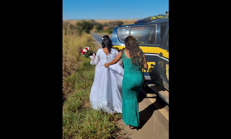 PRF socorre noiva que quase perdeu o casamento por estar com o carro quebrado na BR-020