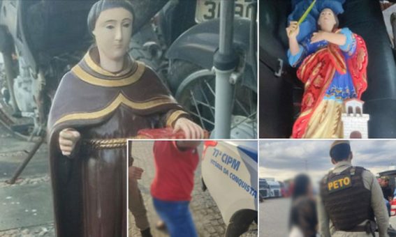 PM de Vitória da Conquista recupera imagens furtadas de igreja na zona rural de Brumado