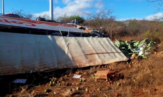 Caminhoneiro morre após capotar caminhão na BR-030, entre Caetité e Guanambi