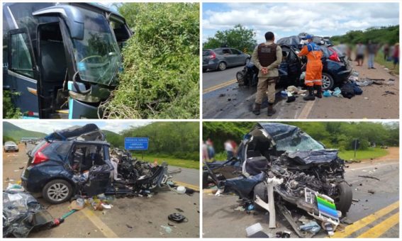 Acidente entre carro e ônibus deixa dois mortos e um ferido no Sudoeste da Bahia