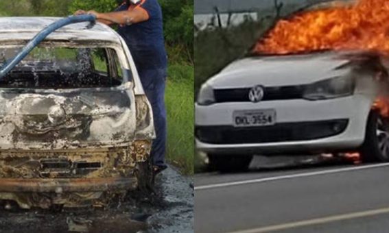 Dois homens foram executados e corpos incendiados dentro do carro na BR-116