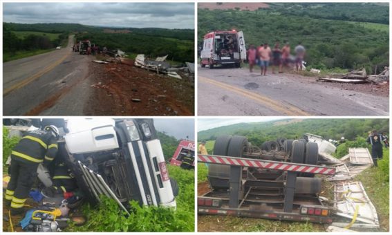 Motorista fica preso às ferragens após capotar carreta no Sudoeste da Bahia