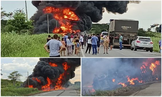 Caminhão de combustível tomba e explode na região da Chapada Diamantina