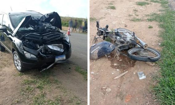 Colisão entre carro e moto deixa motociclista ferido e carona morto no Sudoeste da Bahia