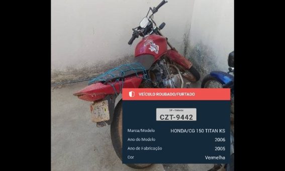 Polícia Militar do 24º Batalhão recupera moto roubada em Ituaçu