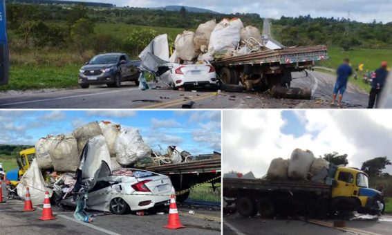 Quatro pessoas morrem em batida entre caminhão e carro no Sudoeste da Bahia