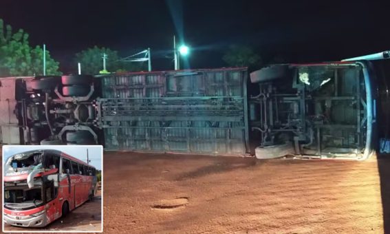 Ônibus tomba na BR-242 e deixa 23 pessoas feridas na Bahia