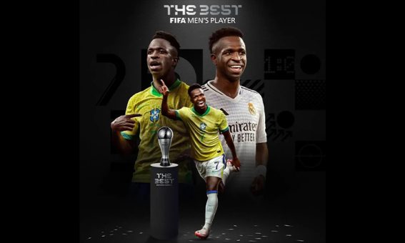 Vini Jr. é eleito o melhor jogador do mundo no prêmio Fifa The Best 2024